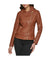 Faux Leather Asymmetrical Moto Jacket Cognac
