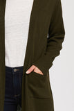 Long Sleeve Long Knit Duster Front Pockets